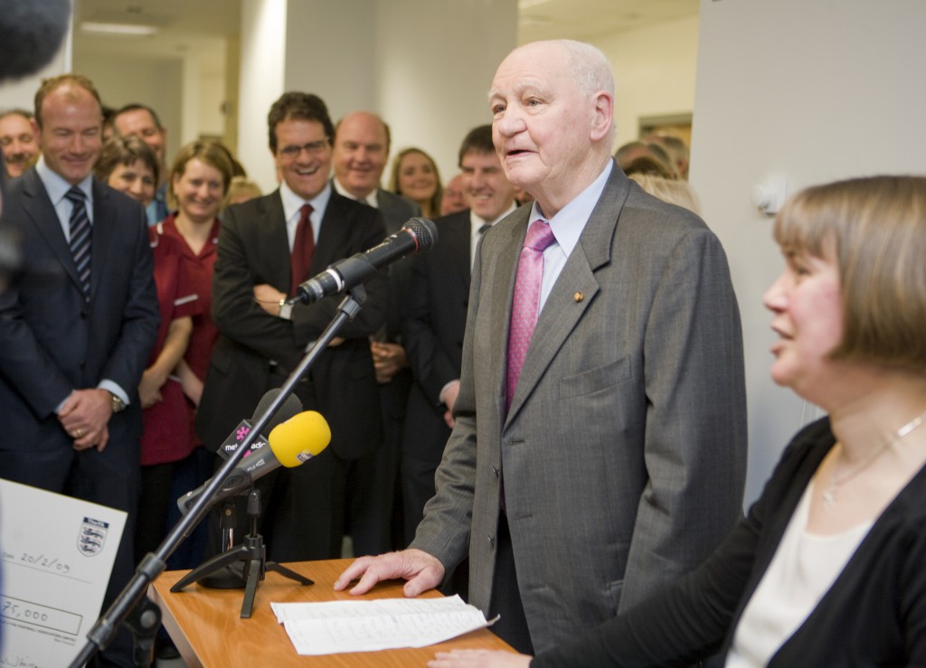 Sir Bobby Robson and Professor Ruth Plummer at the opening of the SIr Bobby Robson Cancer Trials Research Centre
