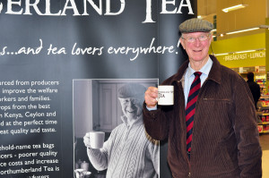 Jack Charlton at Tesco, Gateshead, enjoying Northumberland Tea