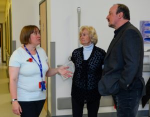 Rafael Benitez Accompanies Lady Elsie Robson to the the Sir Bobby Robson Cancer Unit at the Freeman Hospital